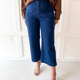Denim High Rise Patch Pants