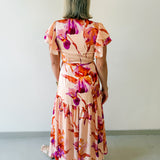 Floral Satin Asymmetrical Dress