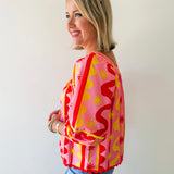 Sun & Wave Poplin Top