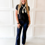 Mock Neck Extended Knit Top - Black