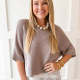 Layered Lace Knit Top -Mocha