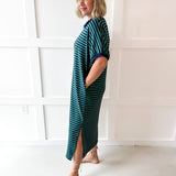 Stripe Midi Dress - Green/Navy