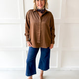 Satin Placket Shirt - Dark Cocoa