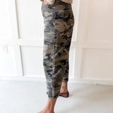 Cargo Print Barrel Jeans- Olive