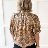 Metaillic Leopard Top-Taupe