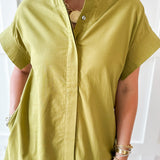 Mini Dress With Hidden Button Placket- Olive