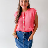Accent Buttons Knit Vest
