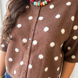 Polka dot Knit Cardigan - Brown