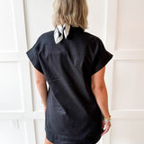 Mini Dress With Hidden Button Placket - Black
