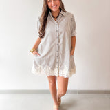 Stripe Dress with Lace Accent Detail Dress