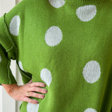 Polka dot Flare Sleeve Sweater- Green