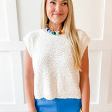 Textured Cotton Vest Top - White