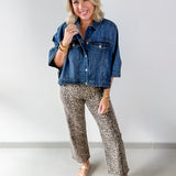 High Rise Vintage Straight Leopard Denim