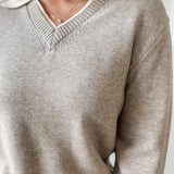 Ribbed Knit Sweater - Beige / Cream