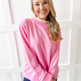 Contrast Mock Sweater- Pink/Yellow