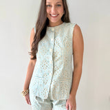 Embroidered Gingham Vest &  Shorts Set