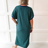 Stripe Midi Dress - Green/Navy