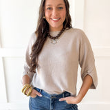 Moss Stitch Relaxed Sweater -Latte