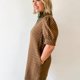 Polka Dot Shift Dress - Brown