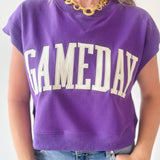 Gameday Boxy CropTerry Top- Purple
