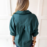 V Neck Collared Shirt - Green