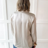 Lace Satin Effect Shirt- Ivory