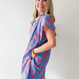 Leaf Print Tunic Mini Dress