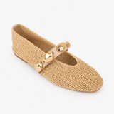 Dorothy Woven Texture Square Toe Flat - Nude