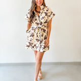 Floral With Scallop Details Dress -Ecru
