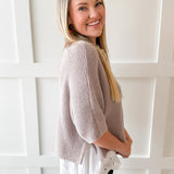 Layered Lace Knit Top -Mocha