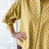 Bishop Sleeve Polka Dot Top - Mustard
