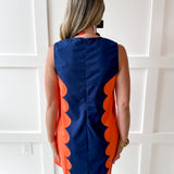 Lettie Sunkist Dress - Navy/Orange
