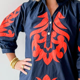 Baroque Applique Dress - Marine/OJ
