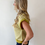 Striped Knit Sleeveless Top - Olive