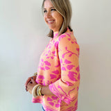 Floral Jacquard Knit Mock Neck