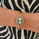 18K/SS CZ Gold Bangle Watch