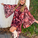 Multi Print Sheer Midi Dress