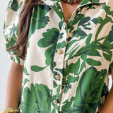 Floral High Neck Top - Olive