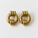 Geometric Metal Earrings - Worn Gold