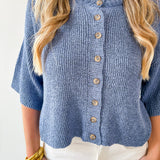 Boxy Knit Cardigan - Dusty Blue