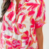 Floral Print Pockets Shirt Mini Dress
