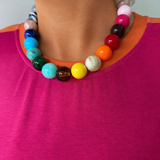 Rainbow Beige Beaded Necklace