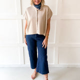 Lightweight Half Sleeve Knit Top- Oatmeal