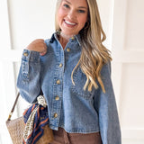 Acid Wash Boxy Denim Shirt