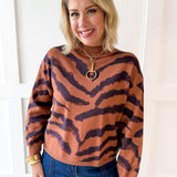 Mock Neck Animal Print Top