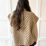 Polka Dot Sherpa Vest-Navy