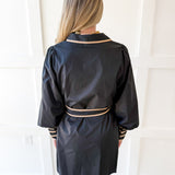 Accent Details Tie Waist Dress- Black
