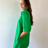 Pearl Accent Shift Dress - Green