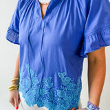 Floral Embroidered Hem Top