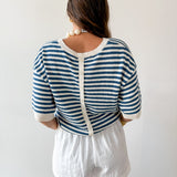 Stripe Contrast Knit Top - Blue